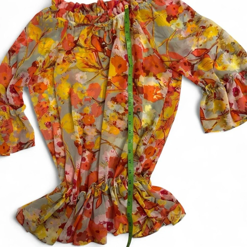 Vibrant Boho Unique Cottagcore George Simonton Frilly Blouse Women’s XS - Picture 5 of 5
